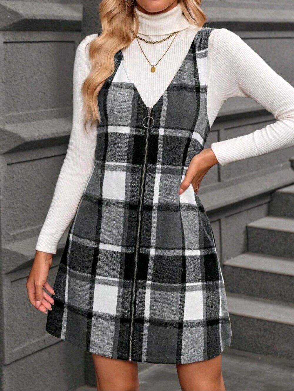 SHEIN Plaid Flannel Mini Dress